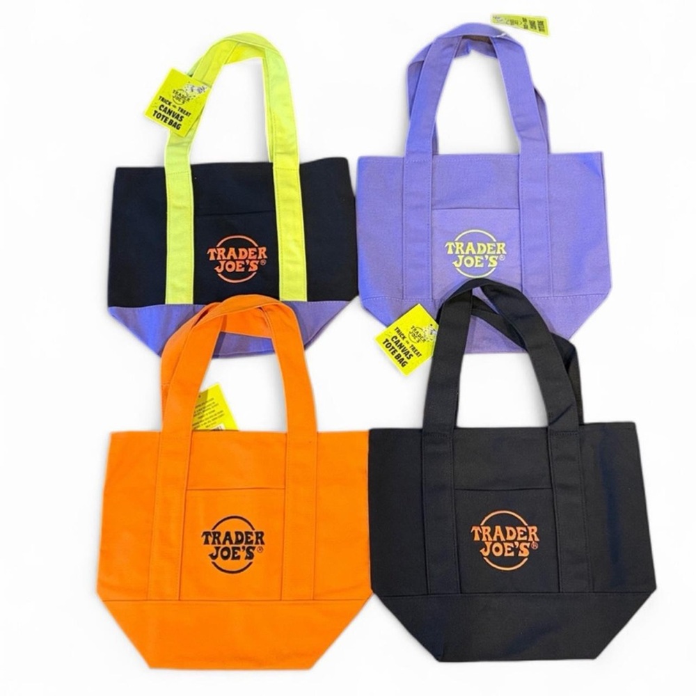 Trader Joe’s 2025 Halloween Mini Canvas Tote Bags Set of 4 NWT